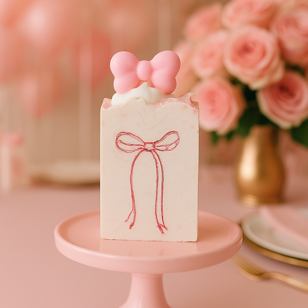 Pretty in Pink Favor with Pink Coquette Bow - 12 Half-Sized Bars - Wholesale Soap