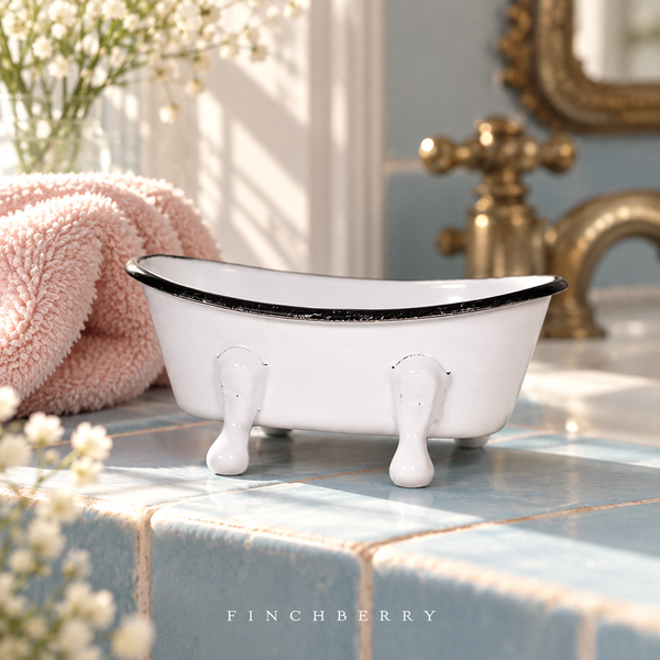 Farmhouse White Enameled Metal Bathtub Soap Dish (set of 6 dishes)