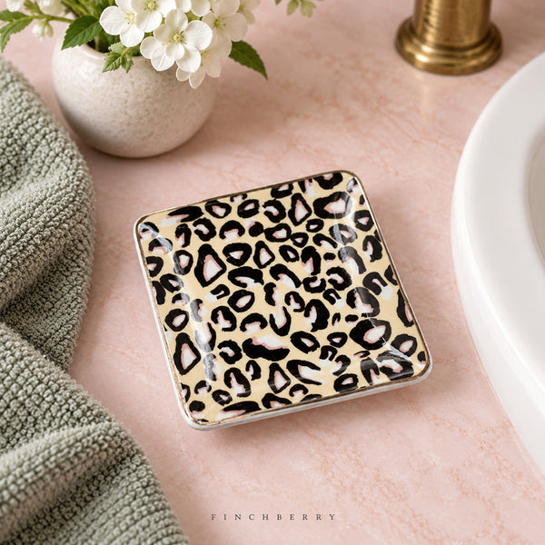 Leopard print Ceramic Soap Dish (set of 4 dishes)