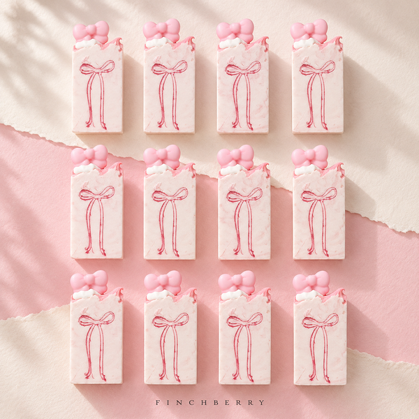 Pretty in Pink Favor with Pink Coquette Bow - 12 Half-Sized Bars - Wholesale Soap
