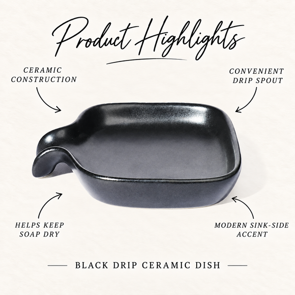 Black Drip Ceramic Dish product highlights