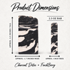 Charcoal Detox soap dimensions: approximately 3.5 inches tall, 1.7 inches wide, 1 inch thick, and 2.5 ounce bar