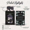 Charcoal Detox product highlights with Lavender and Tea Tree scent, activated charcoal, retail-ready box, UPC, and product attributes