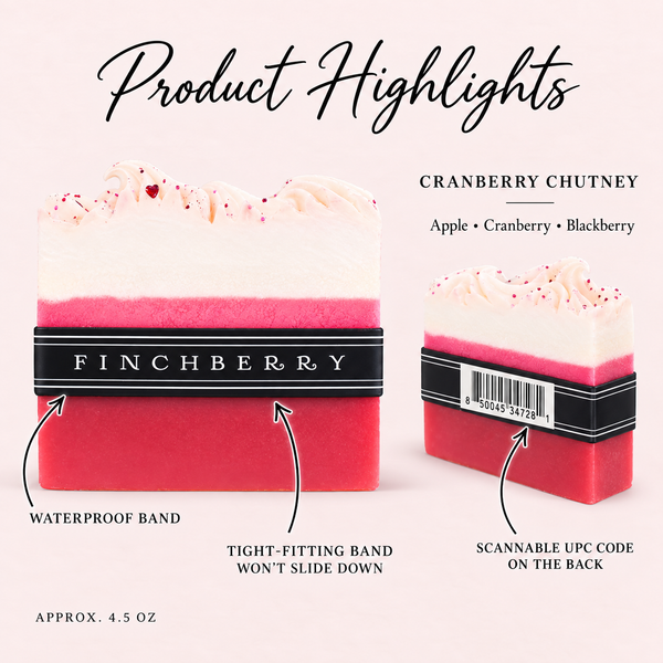 Cranberry Chutney banded soap product highlights