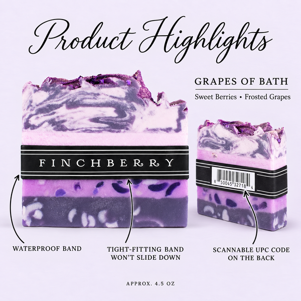 Grapes of Bath banded soap product highlights