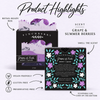 Grapes of Bath boxed soap product highlights: Grape & Summer Berries scent, retail-ready box, scent hole, UPC and product attributes