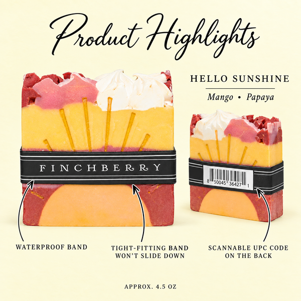 Hello Sunshine banded soap product highlights