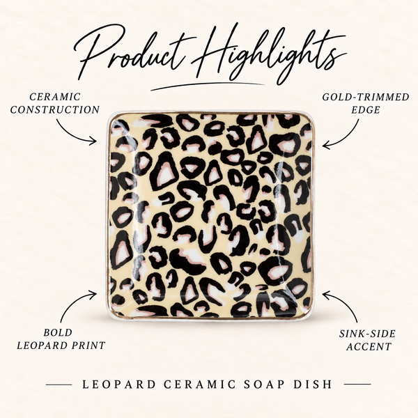 Leopard Ceramic Soap Dish product highlights