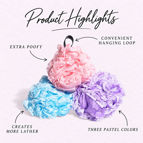 Mixed Color Lacy Loofah product highlights