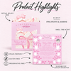 Pretty in Pink boxed soap product highlights: one pink bow, Pink Peony & Jasmine scent, retail-ready box, scent hole, UPC and product attributes