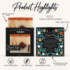 Renegade Honey boxed soap product highlights with Honey and Bitter Almond scent, scent hole, and arrow indicating scannable UPC code on the bottom