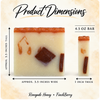 Renegade Honey soap dimensions: approximately 3.5 inches wide by 3.5 inches tall, 1 inch thick, 4.5 ounce bar