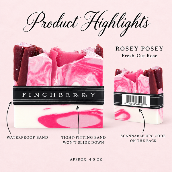 Rosey Posey banded soap product highlights