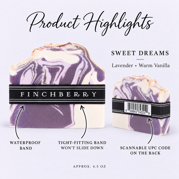 Sweet Dreams banded soap product highlights