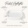 White Drip Ceramic Dish product highlights