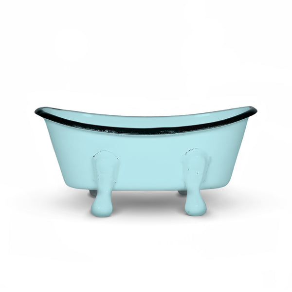 Farmhouse Blue/Aqua Enameled Metal Bathtub Soap Dish (set of 6 dishes)