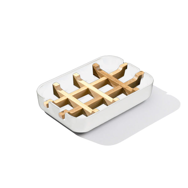 White & Bamboo Soap Dish (Set of 4)